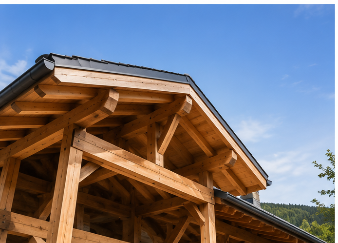 Chantier en cours — structure ou charpente reprise