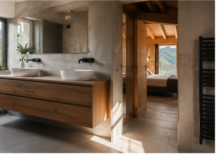 Détail de finition — cuisine, salle de bains ou parquet